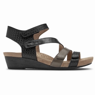 Sandálias Rockport Cobb Hill Hollywood 4-Strap Mulher Pretas PT-04631